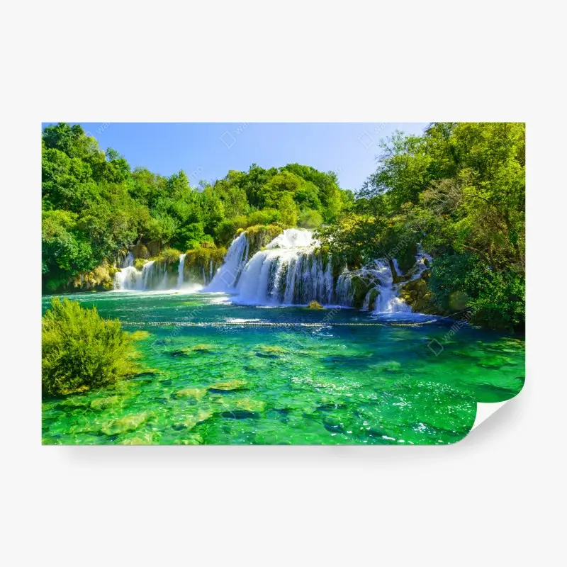 Fototapete smaragdgrüner wasserfall