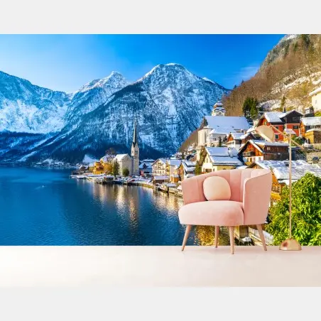 Fototapete winterruhe in Hallstatt — alpendorf am see – Pixers®
