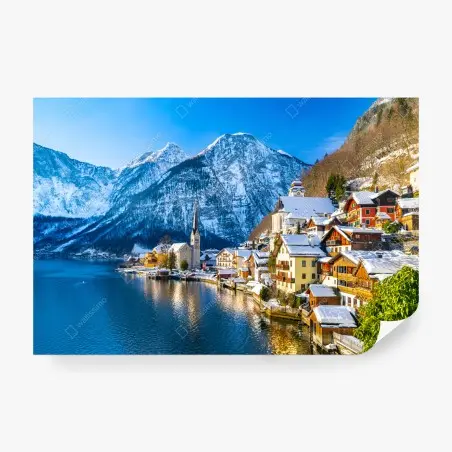 Fototapete winterruhe in Hallstatt — alpendorf am see – Pixers®