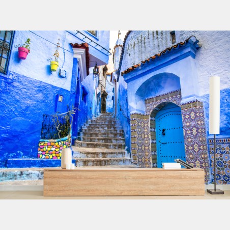 Fototapete blaue gasse in Chefchaouen, Marokko – Pixers®