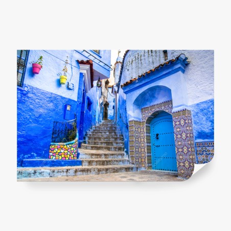 Fototapete blaue gasse in Chefchaouen, Marokko – Pixers®
