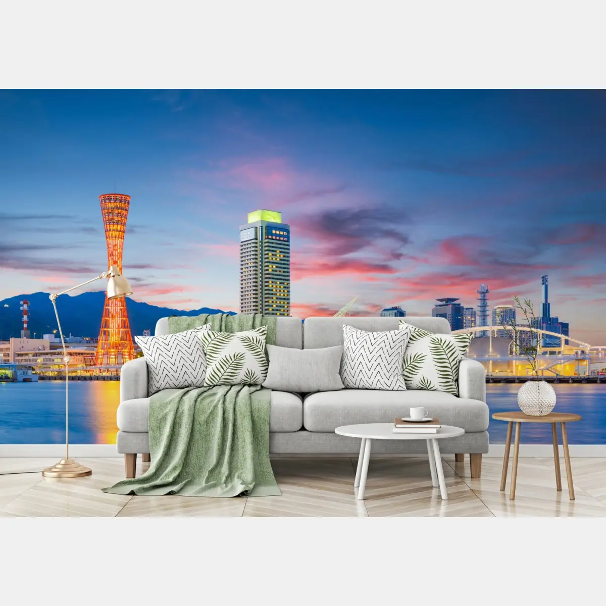 Fototapete Kobe skyline bei dämmerung – Pixers®