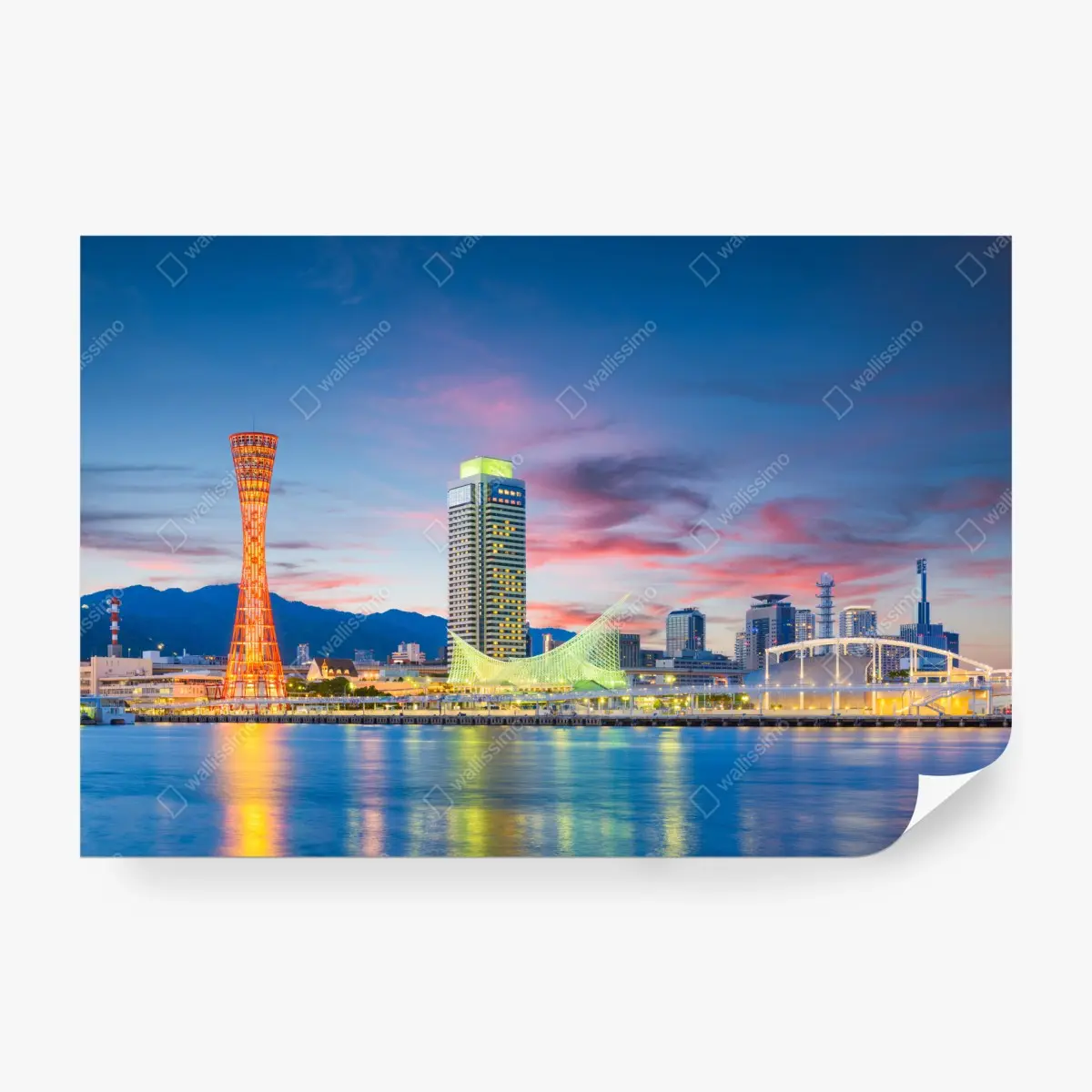 Fototapete Kobe skyline bei dämmerung – Pixers®