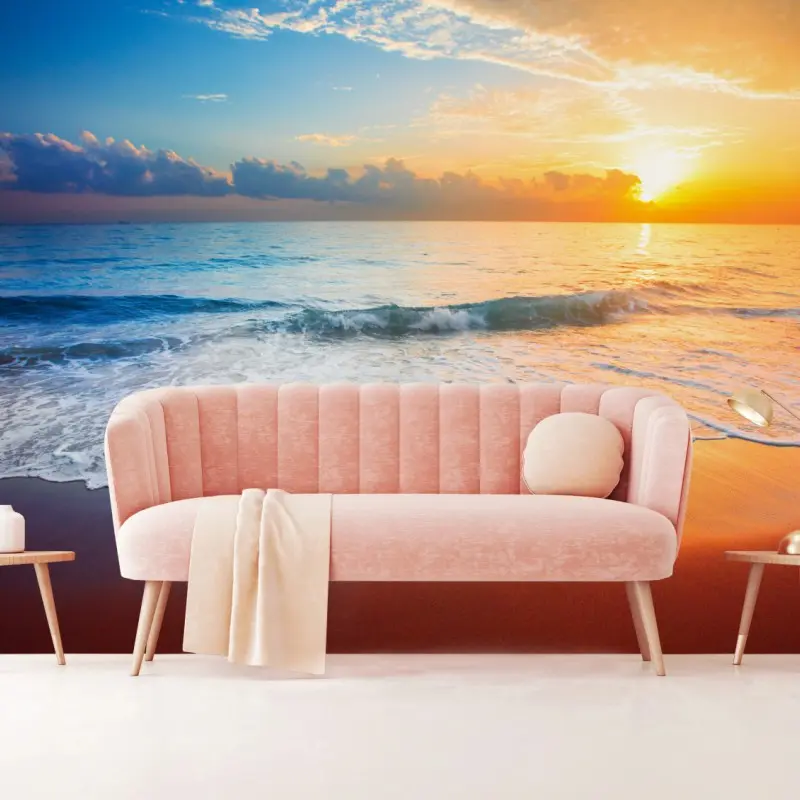 Fototapete ruhiger sonnenuntergang über dem meer