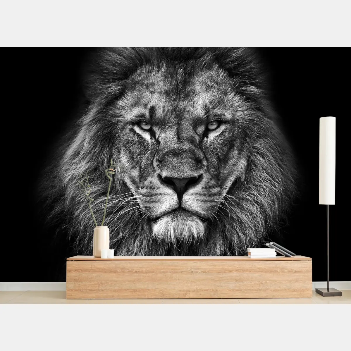 Fototapete majestätisches löwenportrait in monochrom – Pixers®