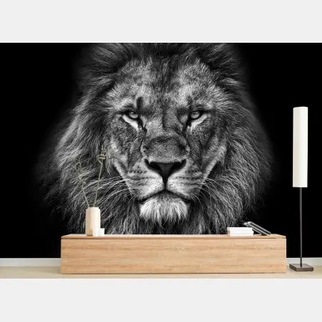 Fototapete majestätisches löwenportrait in monochrom – Pixers®