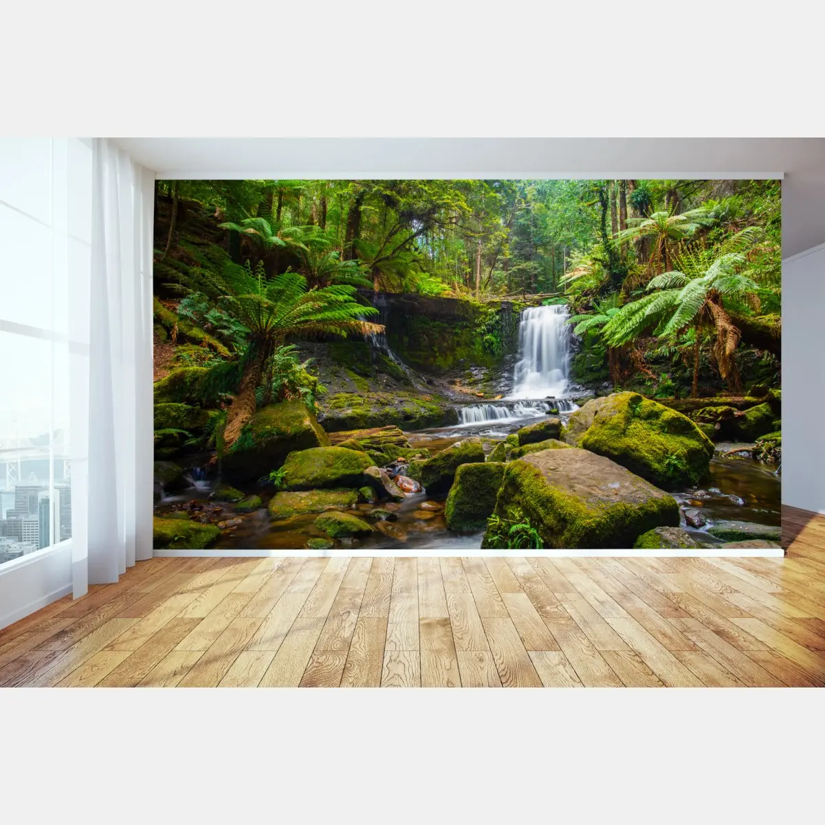 Fototapete üppiger waldwasserfall – Pixers®