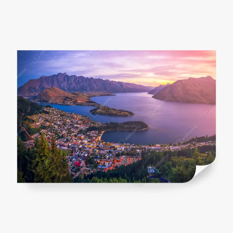 Fototapete Queenstown panorama bei dämmerung