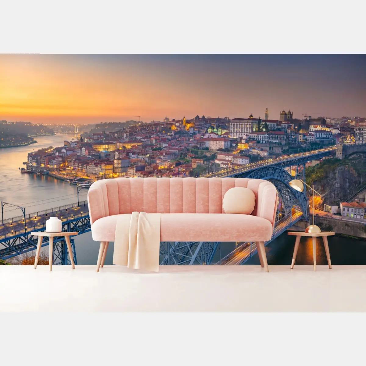 Fototapete porto skyline bei dämmerung mit Dom Luís I – Pixers®