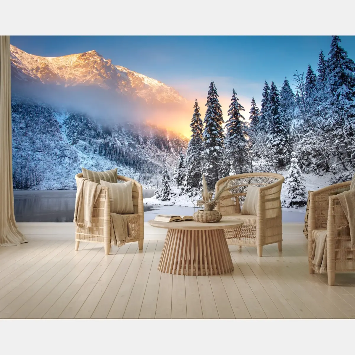 Fototapete winterlicher sonnenaufgang am Morskie Oko – Pixers®