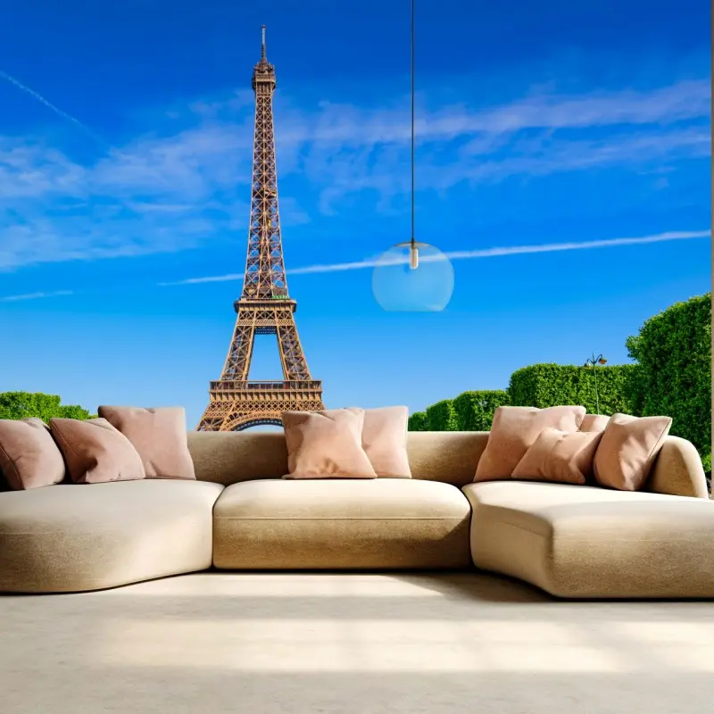 Fototapete Eiffelturm am Champ de Mars, lebendige pariser skyline