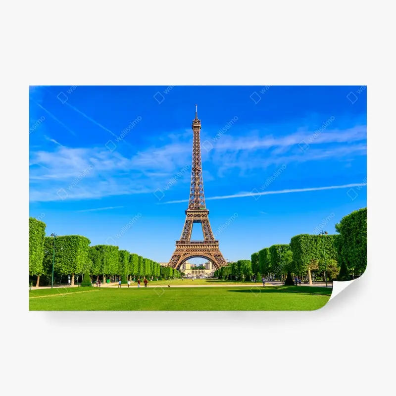Fototapete Eiffelturm am Champ de Mars, lebendige pariser skyline