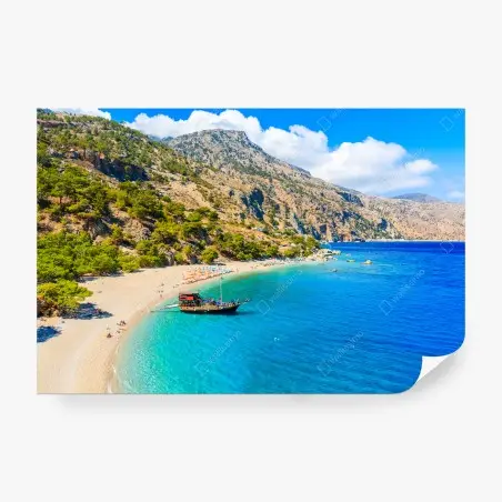 Fototapete segelboot am Apella strand, Karpathos – Pixers®