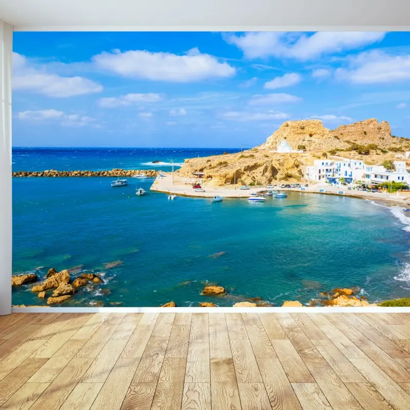 Fototapete sonniger hafen Finiki an der Küste von Karpathos