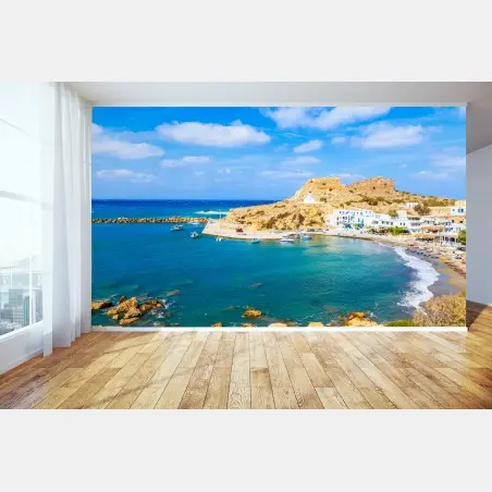 Fototapete sonniger hafen Finiki an der Küste von Karpathos – Pixers®