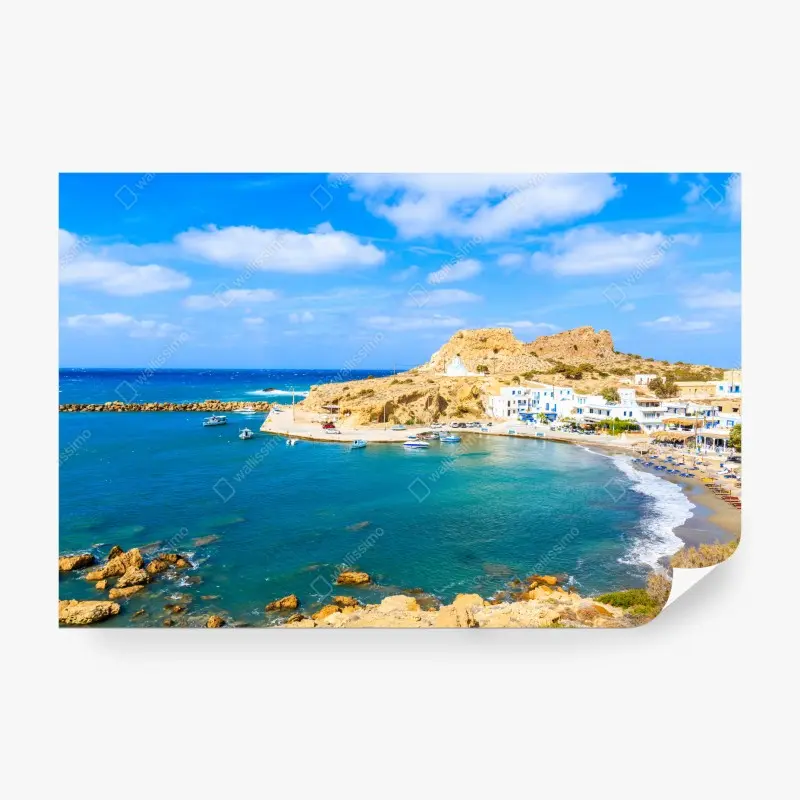 Fototapete sonniger hafen Finiki an der Küste von Karpathos