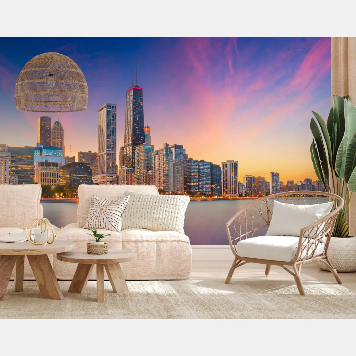 Fototapete Chicago skyline bei dämmerung – Pixers®