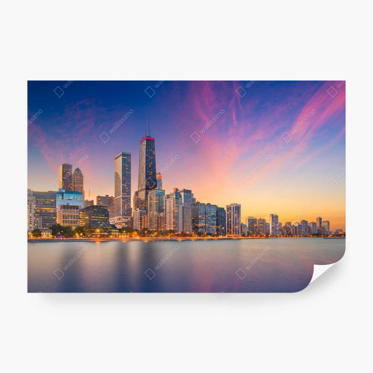 Fototapete Chicago skyline bei dämmerung – Pixers®