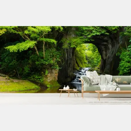 Fototapete geheimer wasserfall im felsbogen – Pixers®