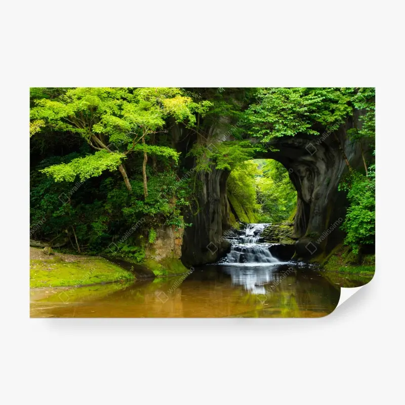 Fototapete geheimer wasserfall im felsbogen