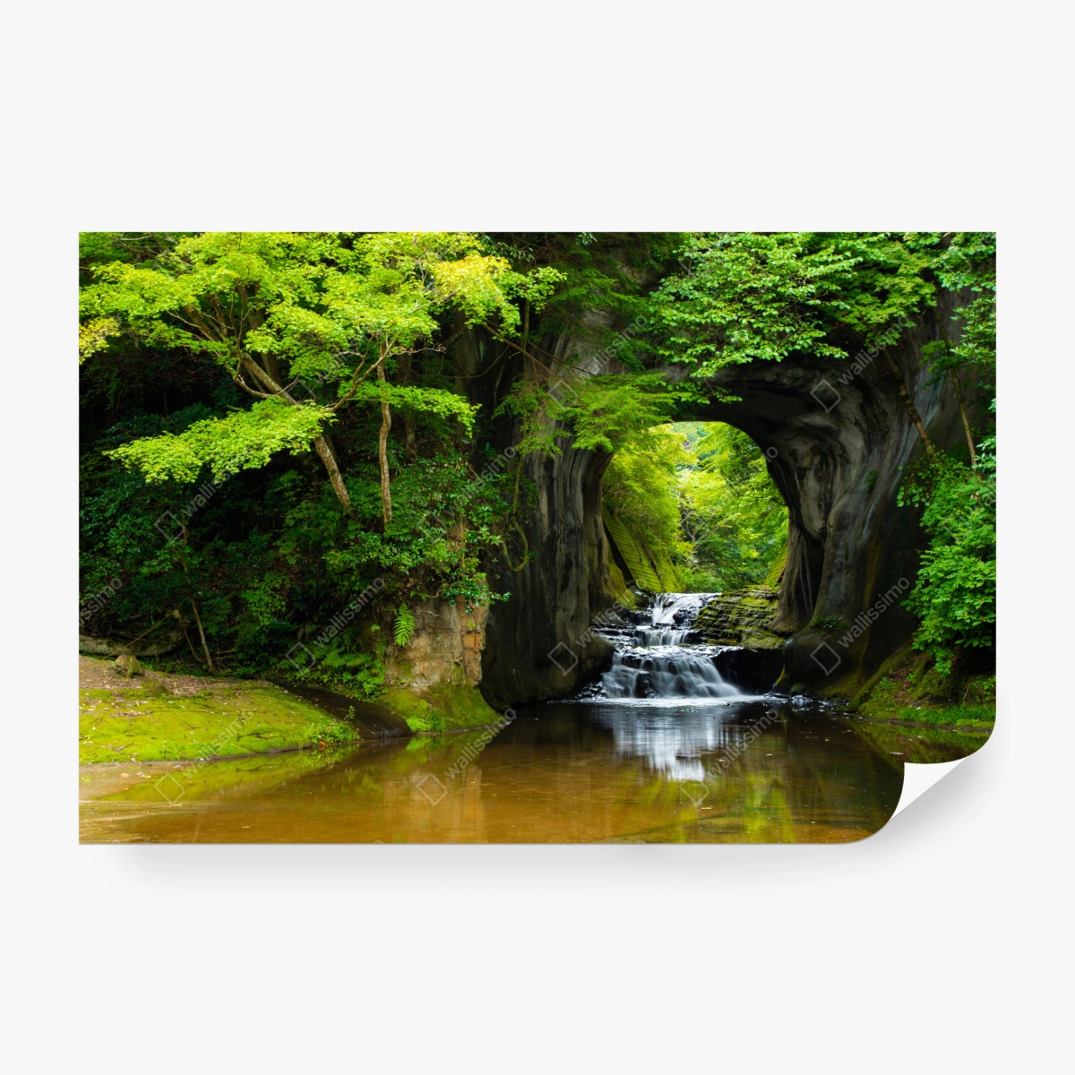 Fototapete geheimer wasserfall im felsbogen – Pixers®