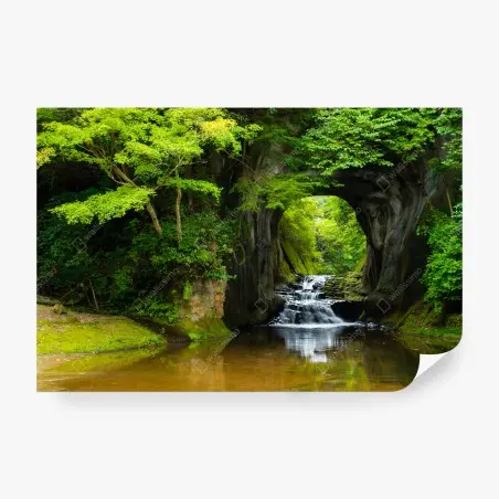 Fototapete geheimer wasserfall im felsbogen – Pixers®