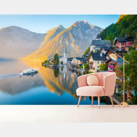 Fototapete morgendlicher lichtglanz über Hallstatt am see – Pixers®