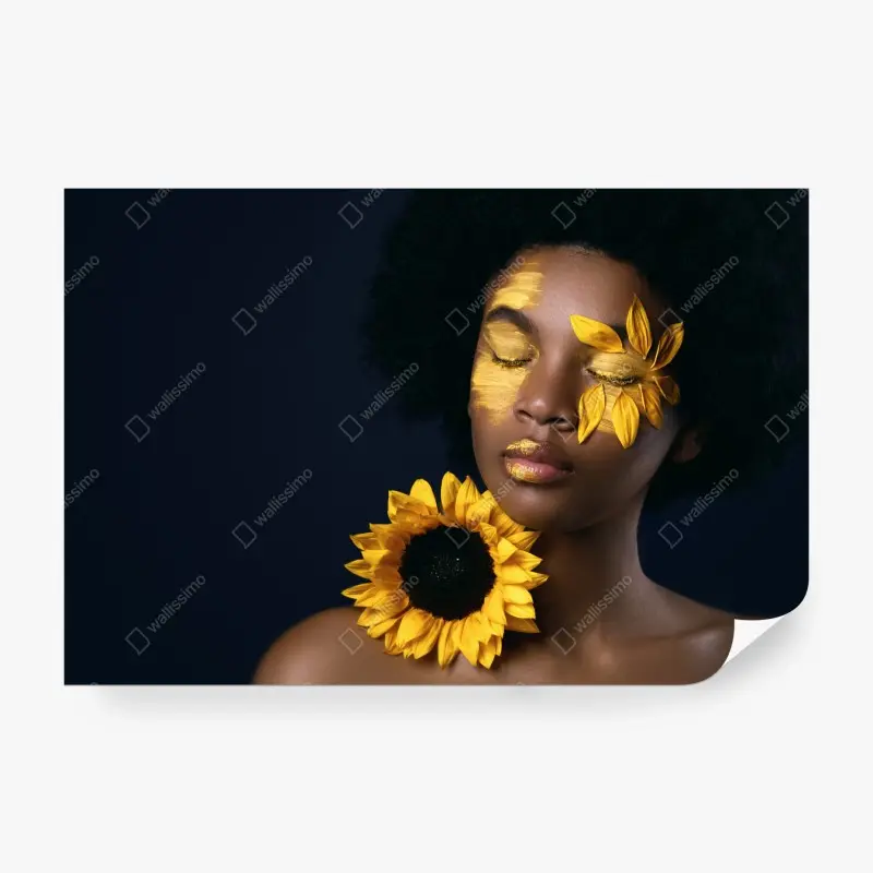 Fototapete sonnenblumen muse: florales gesichtsporträt