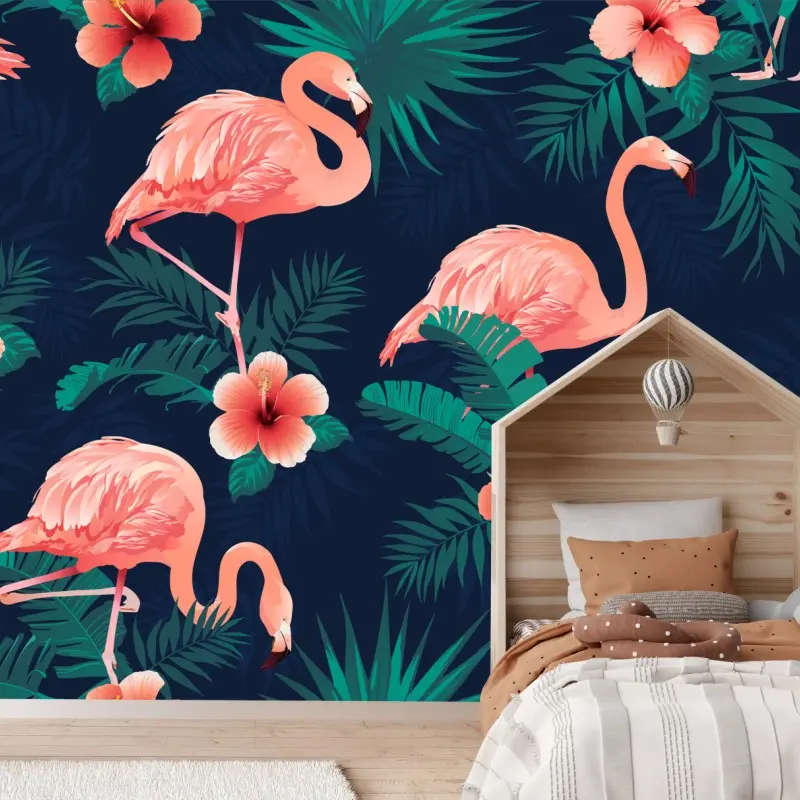 Fototapete tropisches rosa flamingo-muster