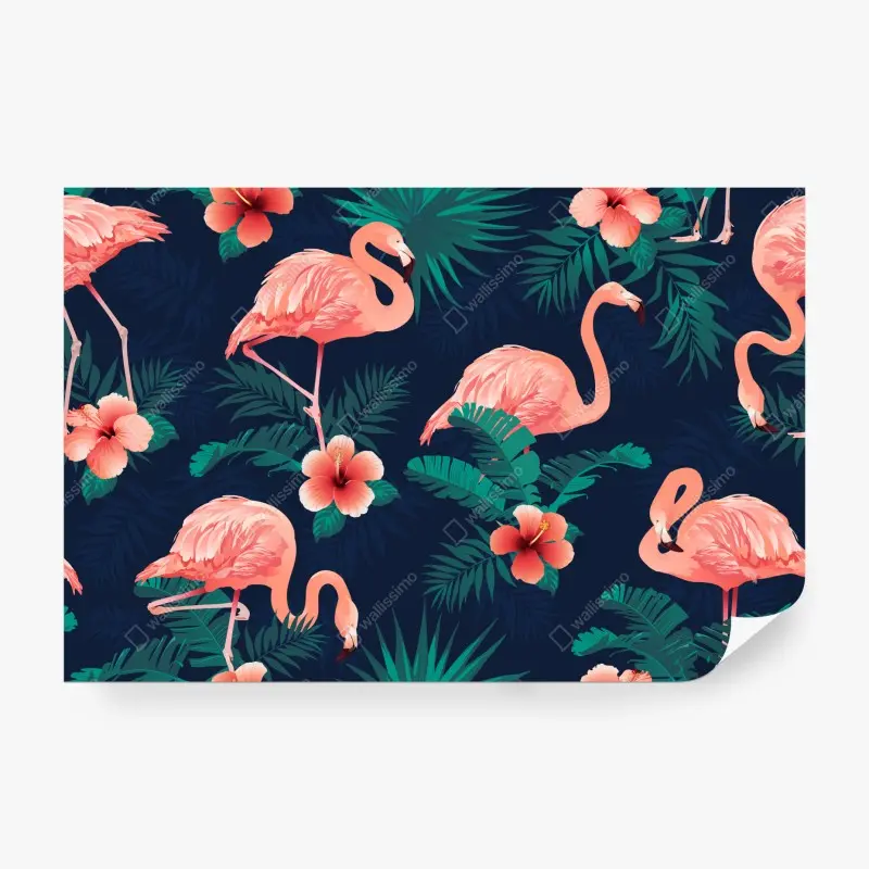 Fototapete tropisches rosa flamingo-muster