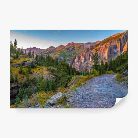 Fototapete alpiner wanderweg im sonnenuntergang – Pixers®