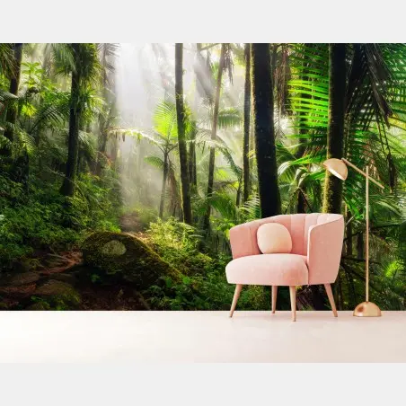 Fototapete tropischer regenwald mit sonnenstrahlen – Pixers®