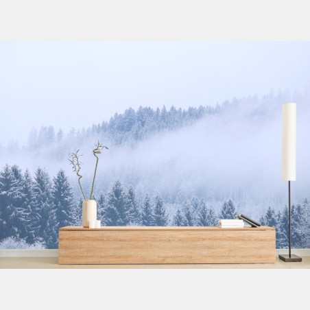 Fototapete winternebel über nadelwald – Pixers®