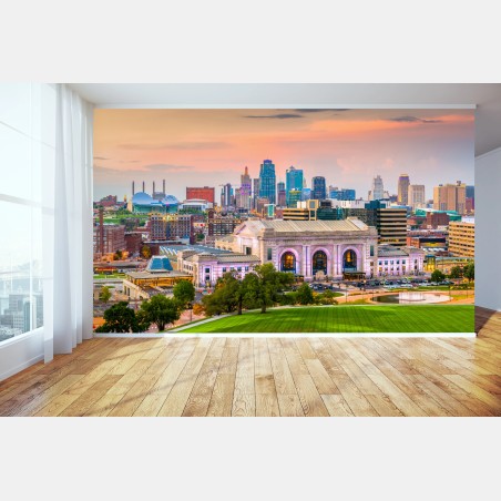 Fototapete Kansas City skyline bei dämmerung – Pixers®