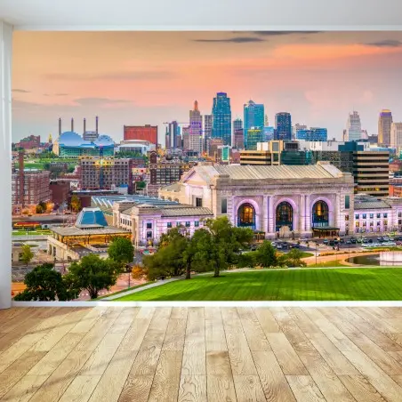 Fototapete Kansas City skyline bei dämmerung