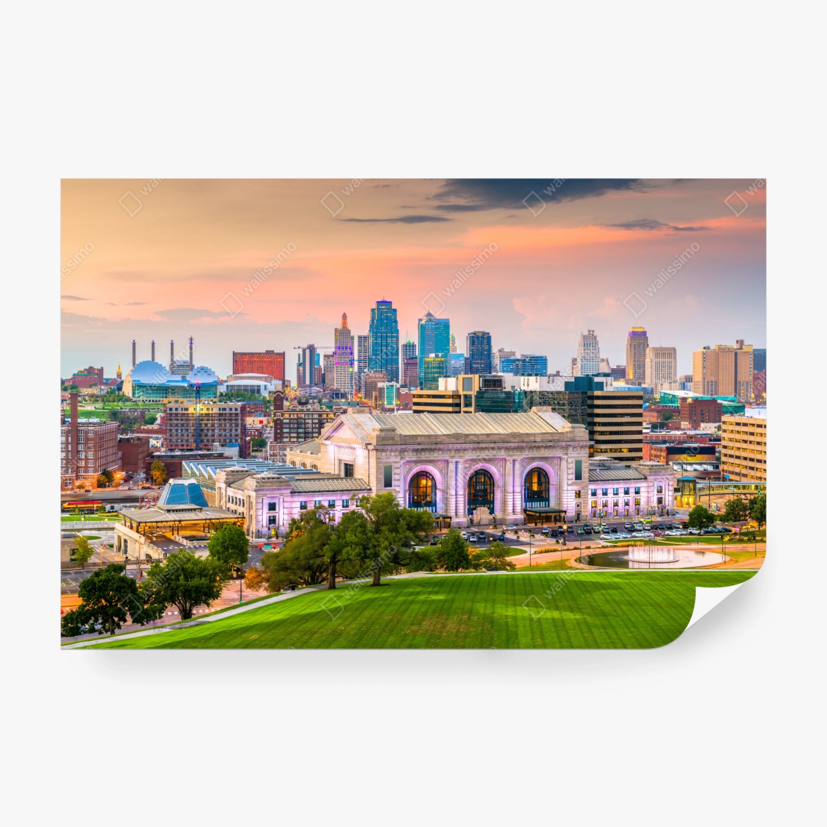 Fototapete Kansas City skyline bei dämmerung – Pixers®