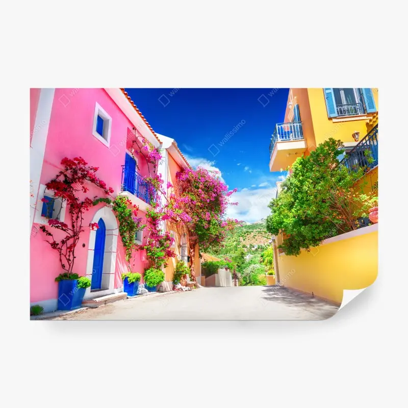 Fototapete bunte gasse auf Kefalonia