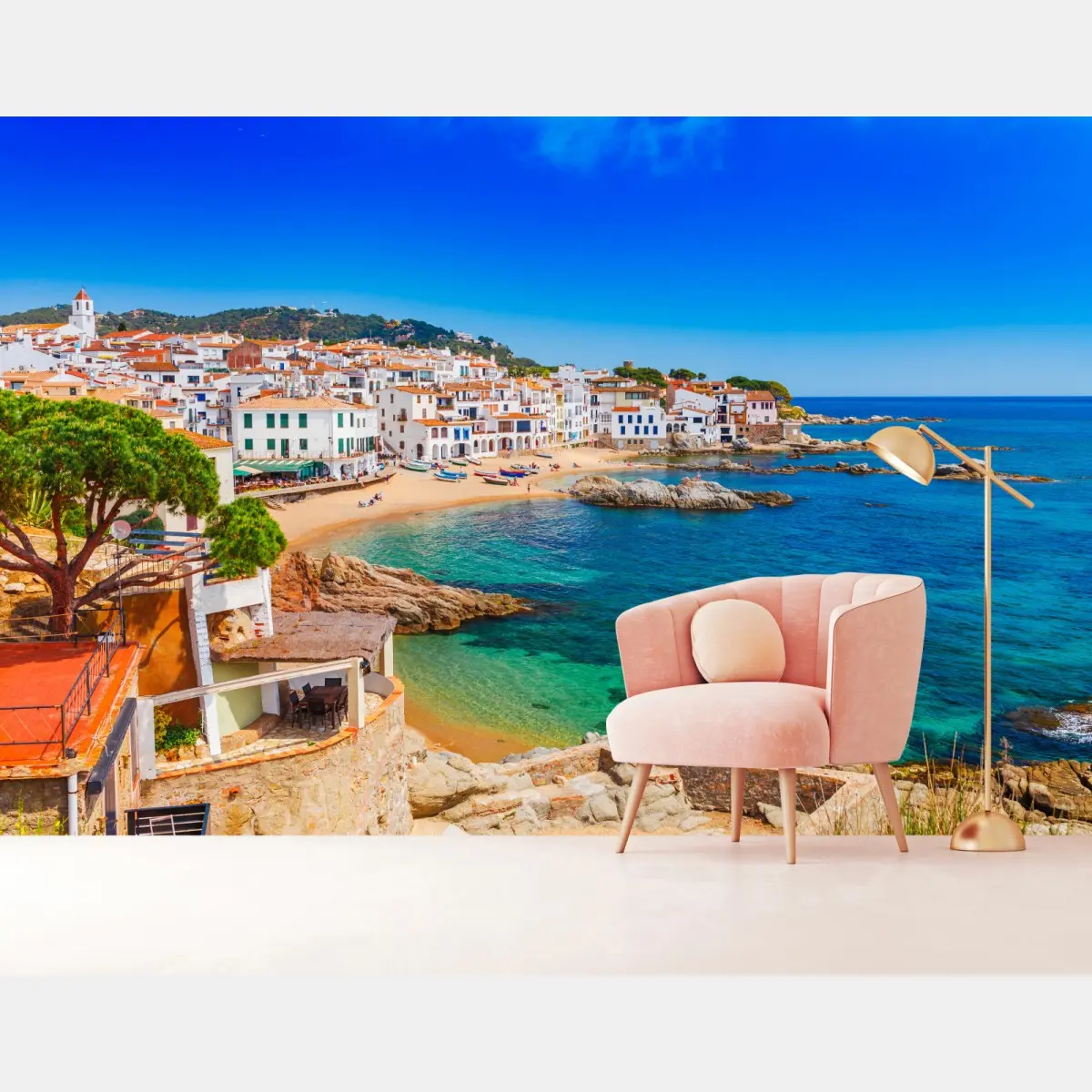 Fototapete sonniges mediterranes küstendorf – Pixers®