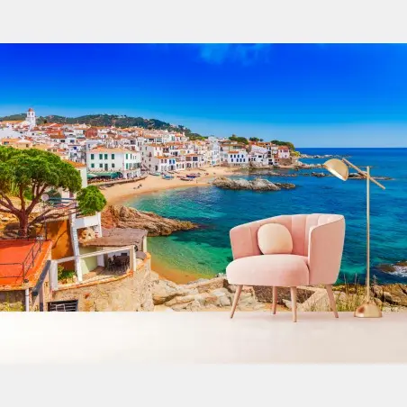 Fototapete sonniges mediterranes küstendorf – Pixers®