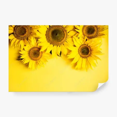 Fototapete leuchtender sonnenblumenstrauß auf gelbem hintergrund – Pixers®