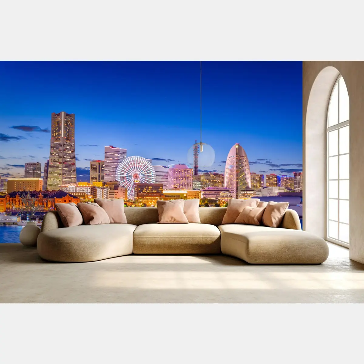 Fototapete Yokohama skyline bei dämmerung – Pixers®
