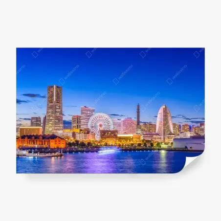 Fototapete Yokohama skyline bei dämmerung – Pixers®