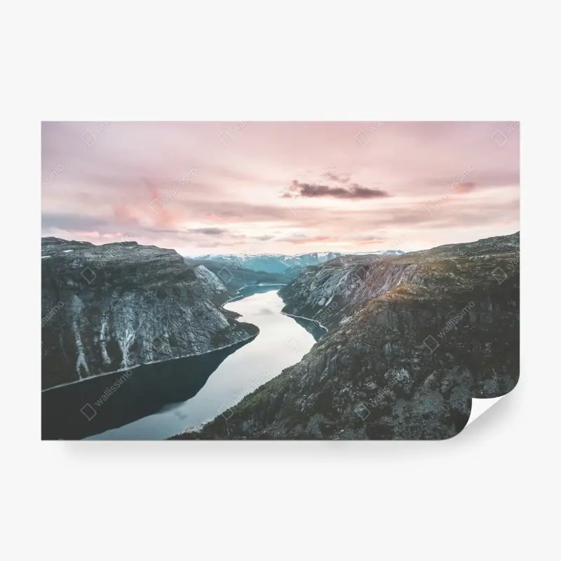 Fototapete ruhiger fjord bei sonnenuntergang