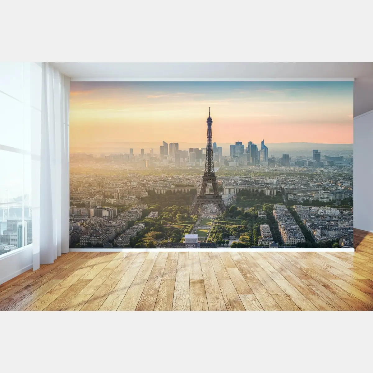 Fototapete Paris stadtbild bei sonnenuntergang mit dem Eiffelturm – Pixers®