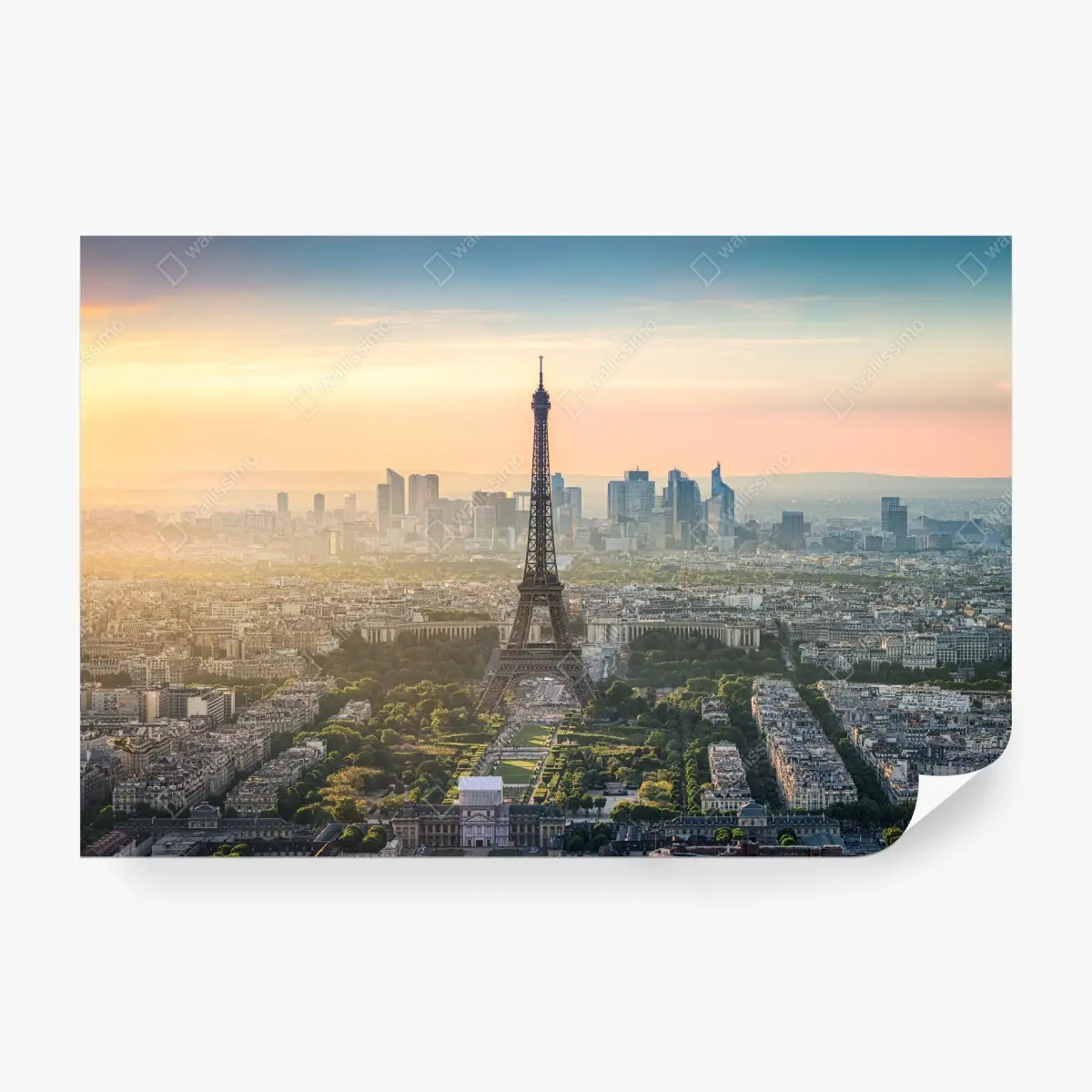 Fototapete Paris stadtbild bei sonnenuntergang mit dem Eiffelturm – Pixers®