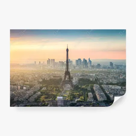 Fototapete Paris stadtbild bei sonnenuntergang mit dem Eiffelturm – Pixers®