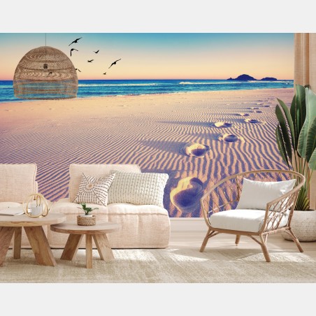 Fototapete magische fußspuren am sommerstrand – Pixers®