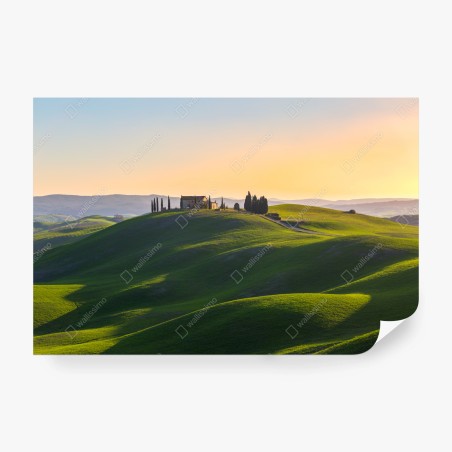 Fototapete bauernhaus auf grünen hügeln, Crete Senesi – Pixers®