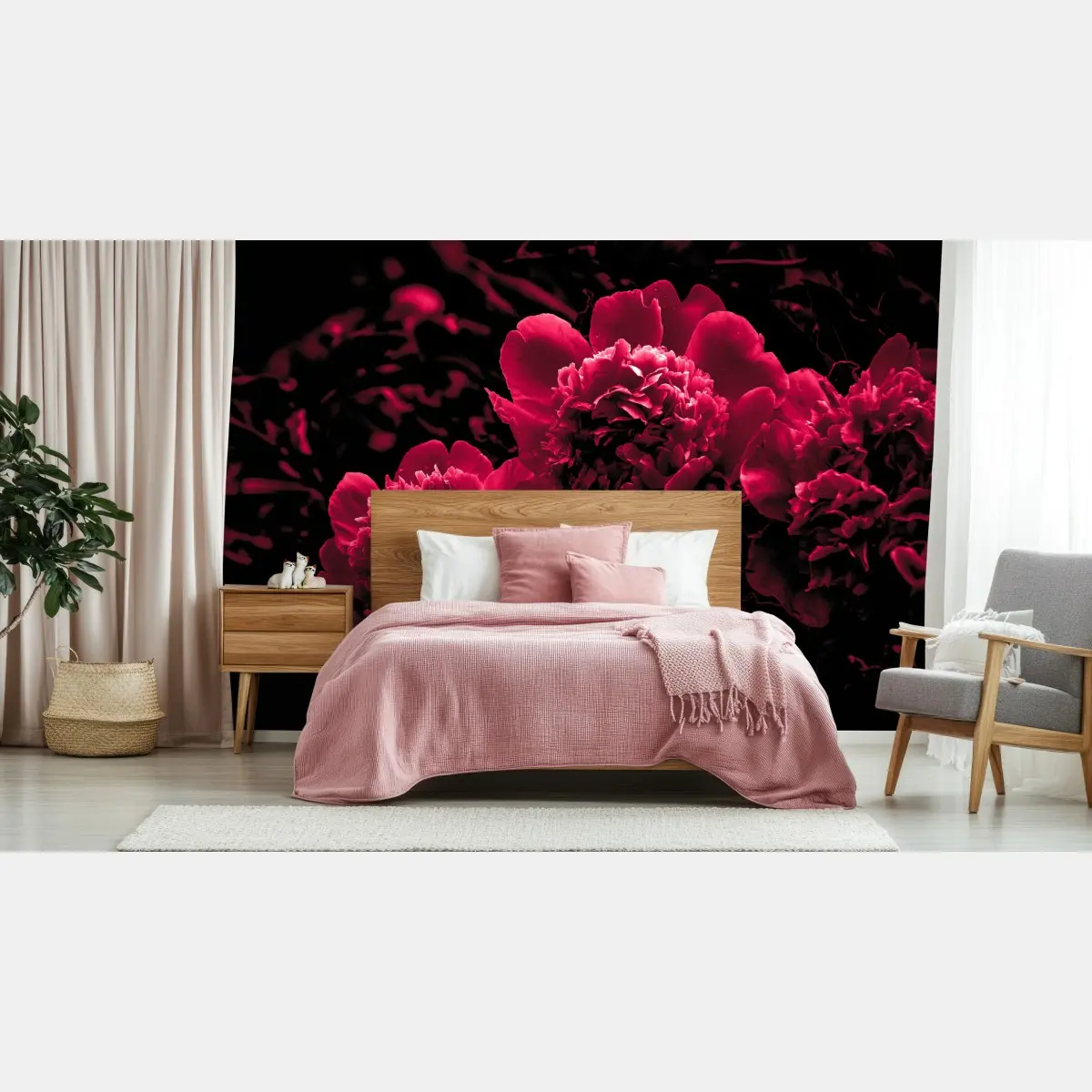 Fototapete stimmungsvolle rosa pfingstrosen – Pixers®