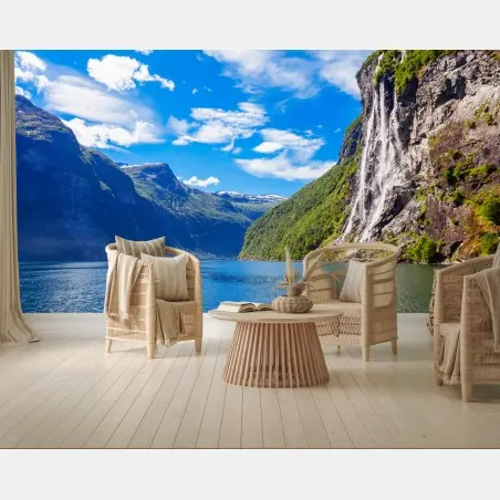 Fototapete seven sisters wasserfall am Geirangerfjord – Pixers®